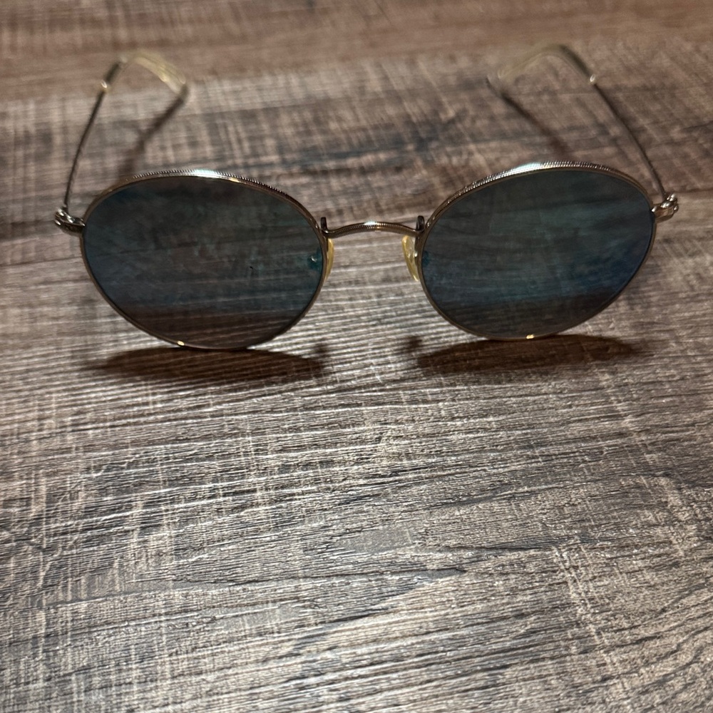 Classic Gold Frame Sunglasses with Blue Lenses